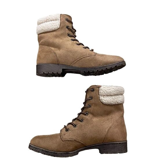Bamboo ~ Tan Suede Boots with shearling accent ~ size 8 - Picture 4 of 12
